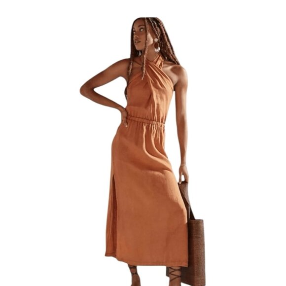 Anthropologie Dresses & Skirts - Cloth & Stone burnt orange linen halter maxidress XSmall NWT Summer Concert
